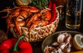 Crawfishes with vegetables Royalty Free Stock Photo