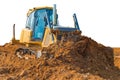 Crawler bulldozer - excavator with clipping path isolated on white background. work on construction site or sand pit Royalty Free Stock Photo