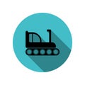 Crawler bulldozer long shadow icon. Simple glyph, flat vector of transport icons for ui and ux, website or mobile application