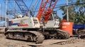 Crawler crane at a construction site