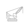 Crawler crane line outline icon