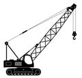 Crawler crane side view black icons vector illustration