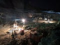 Field Geological surveys Construction site at night