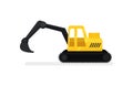 Crawler excavator with bucket. Heavy construstion equipment. Digging machine. Flat vector icon