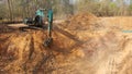 Crawler excavator on demolition site.