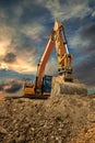 Crawler excavator during earthmoving works on construction site Royalty Free Stock Photo