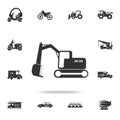 Crawler excavator icon. Detailed set of transport icons. Premium quality graphic design. One of the collection icons for websites,