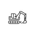 Crawler excavator line icon