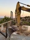 A crawler excavator stands at a construction site. Royalty Free Stock Photo