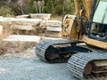 A crawler excavator stands at a construction site. Royalty Free Stock Photo