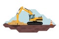 Crawler hammer excavator, heavy machinery used in the construction and mining industry