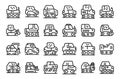 Crawler icons set outline vector. Construction industry
