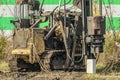 Crawler mobile diesel pile hammer working on construction site Royalty Free Stock Photo