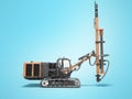 Crawler mobile drilling rig concept for construction work 3d render on blue background with shadow