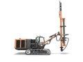 Crawler mobile drilling rig concept for construction work 3d render on white background with shadow