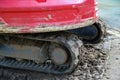 Crawler tracks of a small excavator Royalty Free Stock Photo