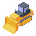 Crawler tractor icon, isometric style