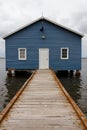 Crawley Edge Boatshed also known as the blue boat house lcoated in Crawley Perth Western Australia on October 21st 2021 Royalty Free Stock Photo