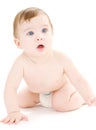 Crawling baby boy in diaper Royalty Free Stock Photo