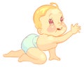 Crawling baby. Funny little toddler color icon