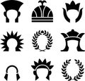 Collection of diverse royal and ceremonial headwear silhouettes Royalty Free Stock Photo