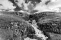 Cray waterfall in black and white Royalty Free Stock Photo