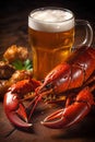 crayfish background crawfish gourmet food snack beer seafood crab glass red. Generative AI. Royalty Free Stock Photo