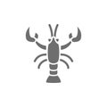 Crayfish, crawfish, lobster grey icon. Isolated on white background