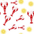 Crayfish lemon seamless white background Royalty Free Stock Photo