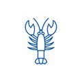 Crayfish line icon concept. Crayfish flat vector symbol, sign, outline illustration.