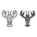 Crayfish line and glyph icon. Crustacean vector illustration isolated on white. Lobster outline style design, designed