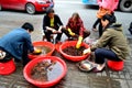 Crayfish sellers Yichang Market, China 