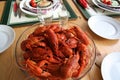 Crayfish for party on laid table Royalty Free Stock Photo