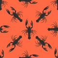 Crayfish pattern on red background