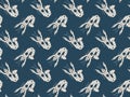 Crayfish seamless pattern with ethnic ornaments on a dark background. Hand-drawn Astacidae family of crustaceans. Cancer zodiac si