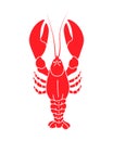 Crayfish silhouette. Fresh lobster seafood hand drawn illustration. Red swamp crawfish icon