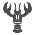 Crayfish solid icon. Crustacean vector illustration isolated on white. Lobster glyph style design, designed for web and