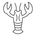 Crayfish thin line icon. Crustacean vector illustration isolated on white. Lobster outline style design, designed for