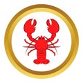 Crayfish vector icon, cartoon style