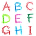 Crayon alphabet, Lettrs A - I Royalty Free Stock Photo