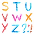 Crayon alphabet, Lettrs S - Z Royalty Free Stock Photo