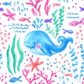 Crayon childlike marin seamless pattern