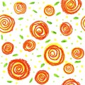 Crayon colorful hand drawn spiral helix curl circles seamless pattern.