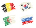 Crayon draw of group H worldcup soccer 2014 country flags