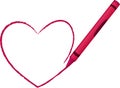 Crayon Drawn Heart - vector illustration