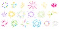 Crayon firework scribbles set on white Royalty Free Stock Photo