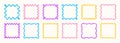 Crayon frame set with wiggly square and circle boxes, uneven lines, and playful scribbles. Designed for kids templates, text Royalty Free Stock Photo