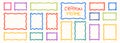 Crayon frame set with wiggly square and circle boxes, uneven lines, and playful scribbles. Designed for kids templates, text Royalty Free Stock Photo