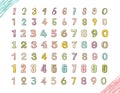 crayon hand drawn vector colorful numbers set Royalty Free Stock Photo