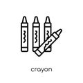 Crayon icon. Trendy modern flat linear vector Crayon icon on white background from thin line E-learning and education collection